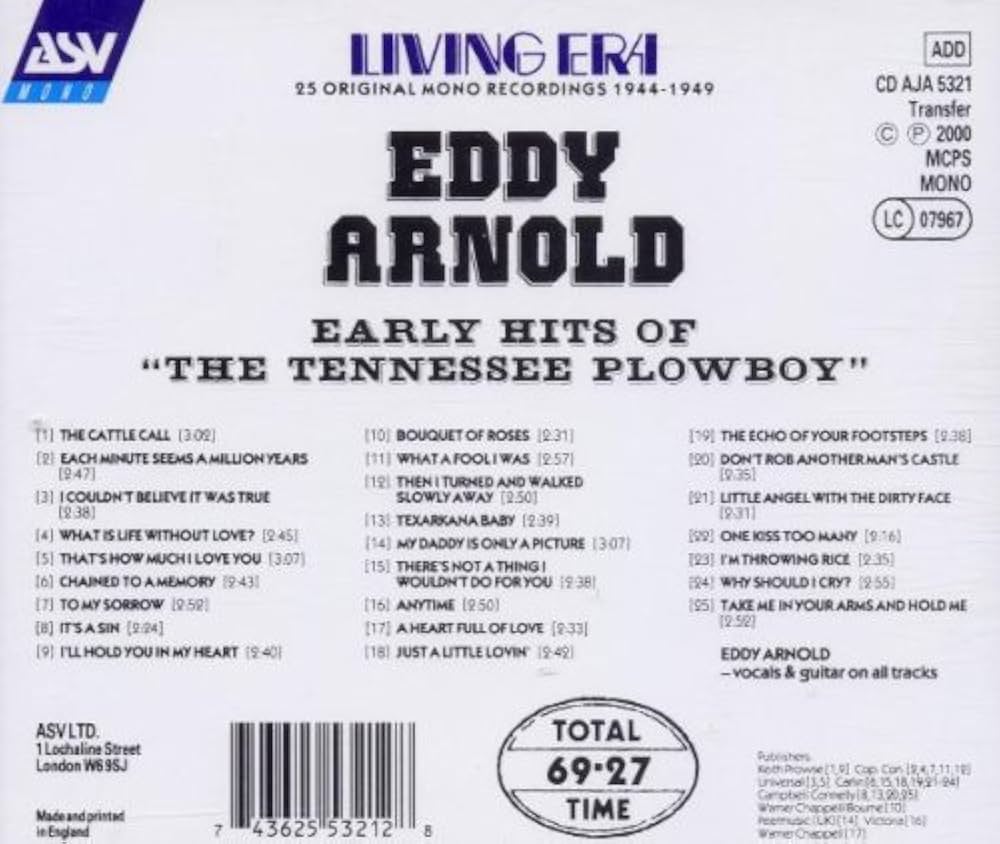 独5discs CD Eddy Arnold Tennessee Plowboy And His Guitar BCD15726EI BEAR FAMILY /01020 Eddy Arnold Box set: The Tennessee Plowboy And His Guitar (5